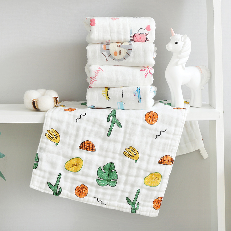 Chun Rui gauzinis kūdikio veido rankšluostis, šeši sluoksniai didelio tankio spausdinimas, 40s siūlai, 50–80 g, 90% medvilnė