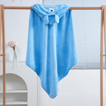 Vaikų chalatas su gobtuvu iš koralio veliūro, 500 g, 90% poliesterio, žiemai