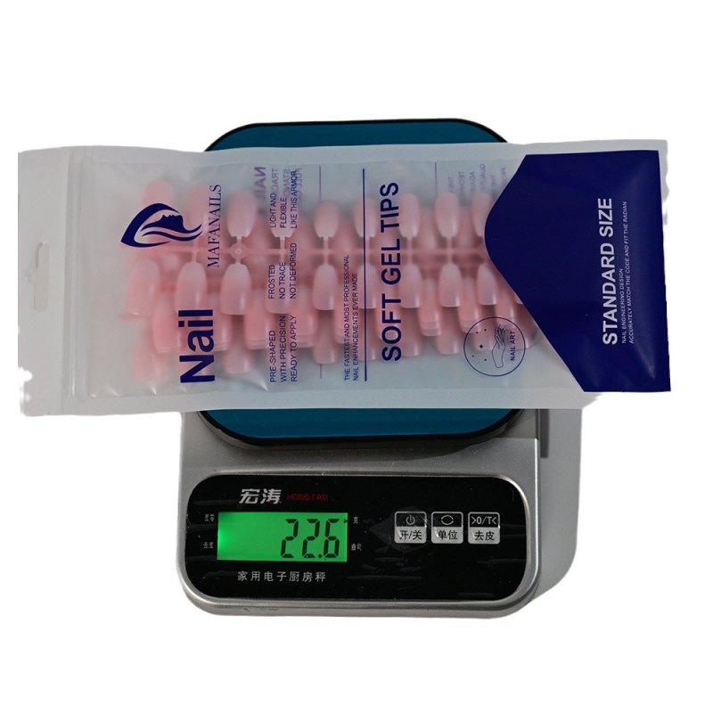 Set umjetnih noktiju za nanošenje, mandalov oblik, francuski rub, gradientni dizajn s prahom, 120 komada, uklonjivi, u vrećici