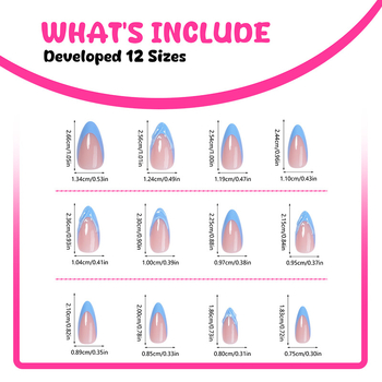 Press-on νύχια με μορφή αμυγδάλου και μάρμαρο μοτίβο, γαλλικού στιλ – Miss Bloom