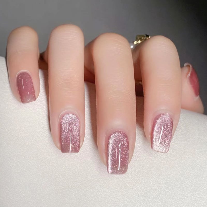 Detachable false nails – Starry sky pattern, Cat's Eye стил, ултра тънки, носими