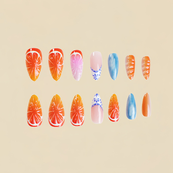 3D nagų dailės lipdukai, migdolų formos, nešiojami, nuimami, 24 vienetai