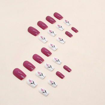 Dirbtiniai nagai su gėlių dizainu, Europos kvadrato forma, Zhenzhen