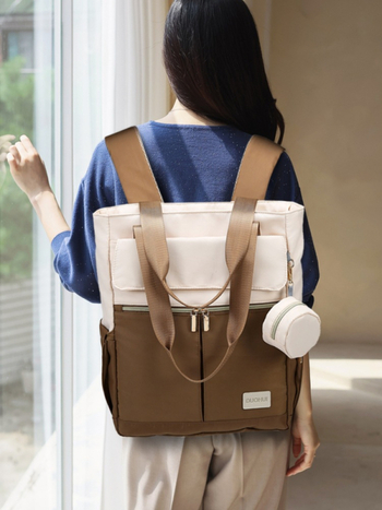Τσάντα πάνων για μαμάδες με μονωμένη τσέπη, αδιάβροχη και επεκτάσιμη, από Oxford ύφασμα, πολυεστερική επένδυση, αστικός μινιμαλιστικός στυλ, για γυναίκες