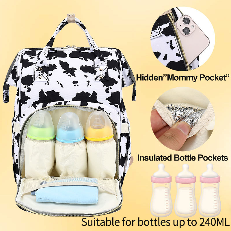 Rucsac matern Leopard pentru călătorii, rucsac mamă și copil cu bretele cu aer, material Oxford, respirabil, ultra ușor, extensibil, reducere a încărcăturii