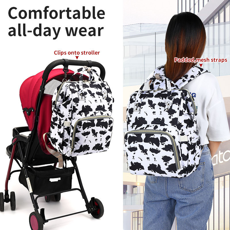 Rucsac matern Leopard pentru călătorii, rucsac mamă și copil cu bretele cu aer, material Oxford, respirabil, ultra ușor, extensibil, reducere a încărcăturii