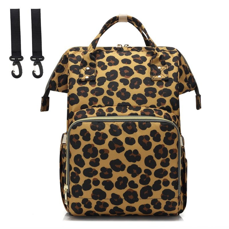 Rucsac matern Leopard pentru călătorii, rucsac mamă și copil cu bretele cu aer, material Oxford, respirabil, ultra ușor, extensibil, reducere a încărcăturii