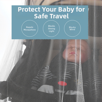 Δίχτυ προστασίας για καρότσι μωρού με πλήρες κάλυμμα, καθολικό, αναπνεύσιμο δίχτυ; μονή πόρτα, πλαστικό πλαίσιο; για ηλικίες 0–6 ετών; διατίθεται παραμετροποίηση; προστασία από κουνούπια, άνεμο και πτώσεις.