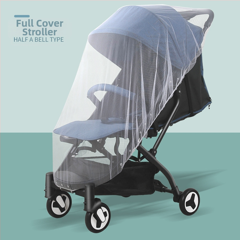 Δίχτυ προστασίας για καρότσι μωρού με πλήρες κάλυμμα, καθολικό, αναπνεύσιμο δίχτυ; μονή πόρτα, πλαστικό πλαίσιο; για ηλικίες 0–6 ετών; διατίθεται παραμετροποίηση; προστασία από κουνούπια, άνεμο και πτώσεις.