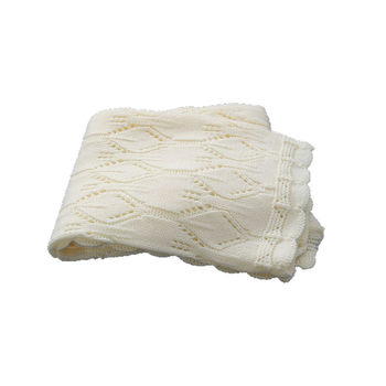 Pletena deka s otvorenim uzorkom i čipkastim rubovima na četiri strane; akril, težina ispod 300 g, pogodna za sve sezone, prvoklasna kvaliteta, Inst stil.