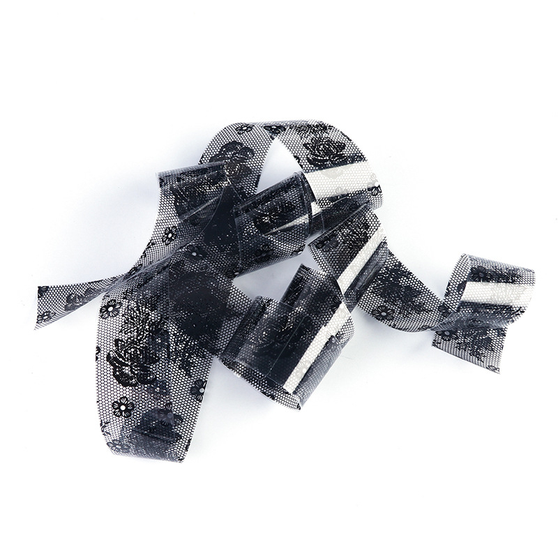 Abțibilduri pentru unghii – design cu hârtie stelată, dantelă negru-alb, imprimare laser cu fructe tropicale; 30 g; Brand: Full Beauty; etichetă privată disponibilă