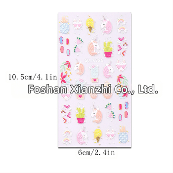 Nagai dekoruojančios lipdukai – 5D išpūstas reljefinis Helovyno dizainas su tortu, spurgų ir kaktuso motyvais – SWEET TREND OEM moterims, madingame stiliuje