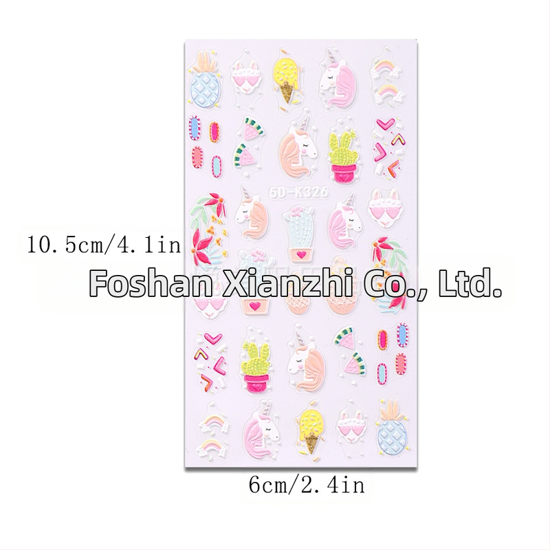 Стикери за нокти – 5D релефни Хелоуин дизайн със мотиви торта, понички и кактус – SWEET TREND OEM, за дами, в моден стил