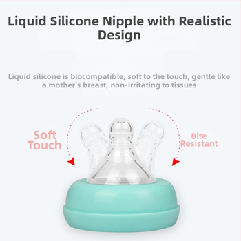 Meiyingtang Μπιμπερό νεογέννητου με λαβή, PP, ευρύ λαιμό, καμπύλη μορφή, με εκτυπωμένο λογότυπο