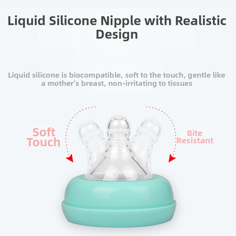 Meiyingtang Бебешка бутилка за новородено с дръжка, PP, широка шийка, аркова форма, отпечатано лого