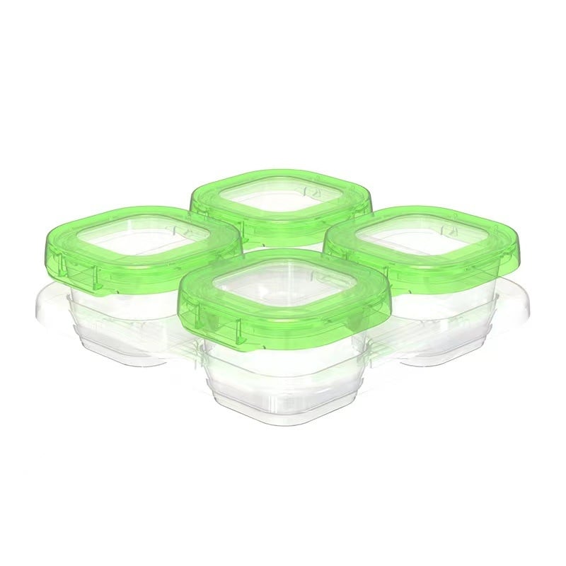 Plastikinė dėžutė bebių užkandžiams su skyriais, sandari šviežumui, nešiojama, tinkama šaldymui