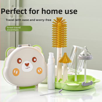 Youbeidi silikoniniai kūdikių buteliukų šepetėlių rinkinys – kelioninis kompaktiškas, su spenelio šepetėliu