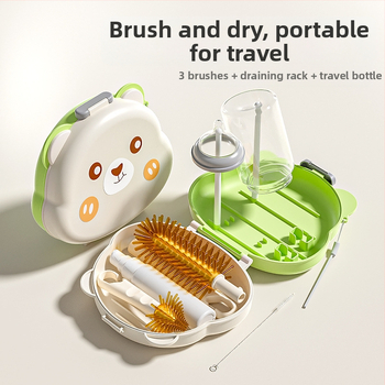 Youbeidi silikoniniai kūdikių buteliukų šepetėlių rinkinys – kelioninis kompaktiškas, su spenelio šepetėliu