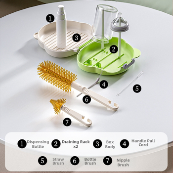 Youbeidi silikoniniai kūdikių buteliukų šepetėlių rinkinys – kelioninis kompaktiškas, su spenelio šepetėliu