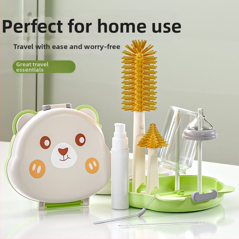 Youbeidi silikoniniai kūdikių buteliukų šepetėlių rinkinys – kelioninis kompaktiškas, su spenelio šepetėliu