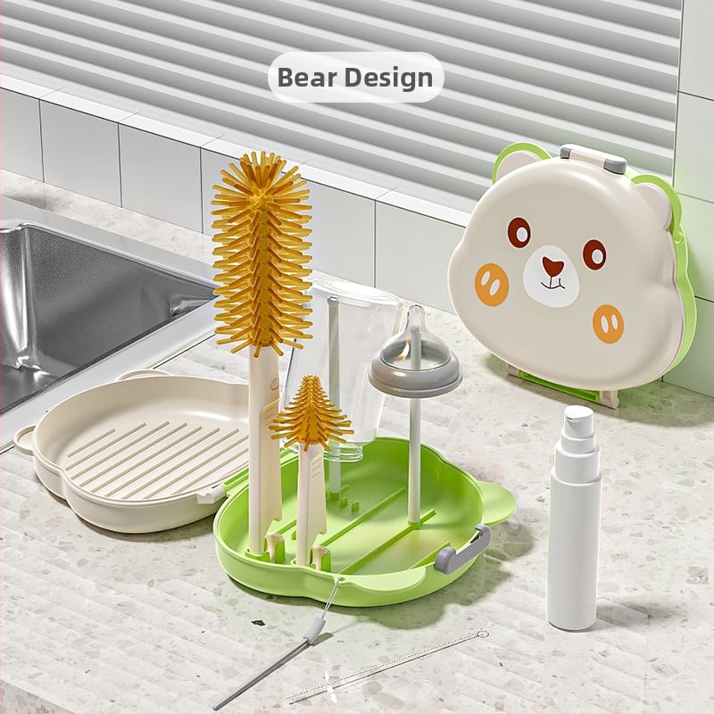 Youbeidi silikoniniai kūdikių buteliukų šepetėlių rinkinys – kelioninis kompaktiškas, su spenelio šepetėliu