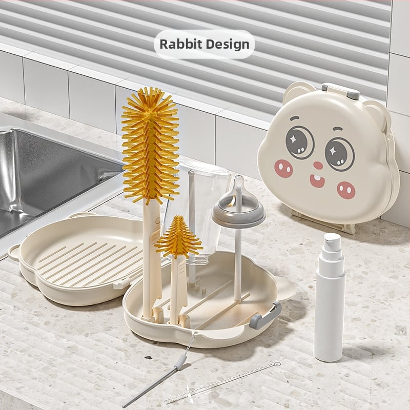 Youbeidi silikoniniai kūdikių buteliukų šepetėlių rinkinys – kelioninis kompaktiškas, su spenelio šepetėliu