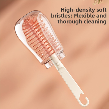 Butelių ir spenelių valymo šepetys, 3-in-1 nuimama sistema, 360° silikono ilga rankena, kūdikiams