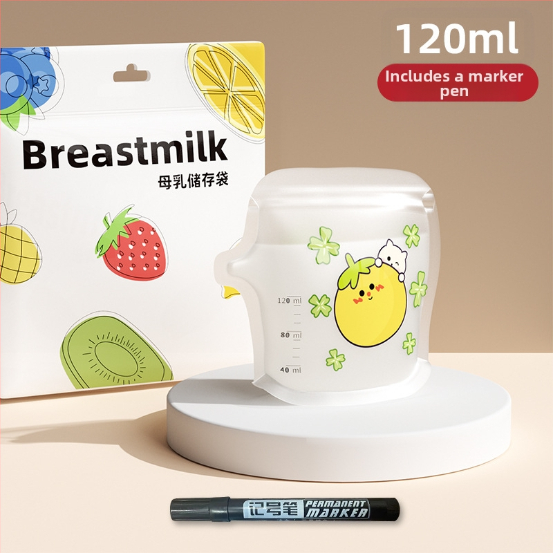 Torba za čuvanje majčinog mlijeka, tip izlaznog otvora (spout-type), prijenosna i jednokratna, kapacitet 120 ml, PET materijal, marka Tired