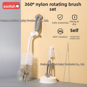 SAIDAH Pasukamas kūdikių butelių šepetėlis su nailoninėmis šerelėmis — tinkamas kūdikių buteliukams, vandens buteliams ir puodeliams