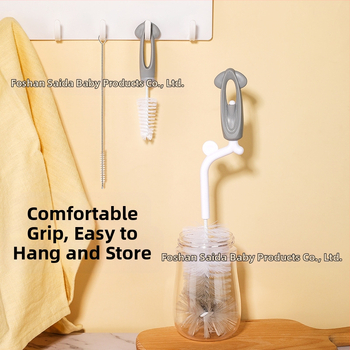 SAIDAH Pasukamas kūdikių butelių šepetėlis su nailoninėmis šerelėmis — tinkamas kūdikių buteliukams, vandens buteliams ir puodeliams