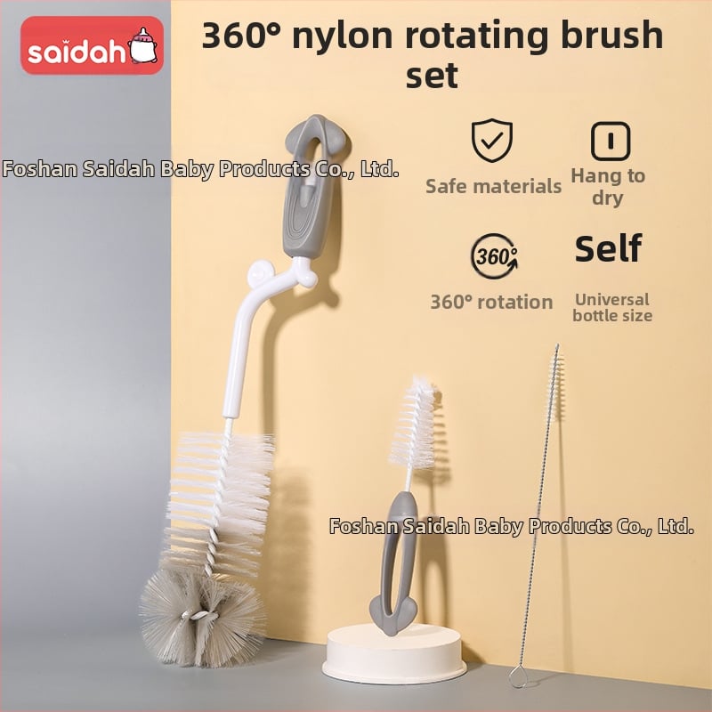 SAIDAH Pasukamas kūdikių butelių šepetėlis su nailoninėmis šerelėmis — tinkamas kūdikių buteliukams, vandens buteliams ir puodeliams