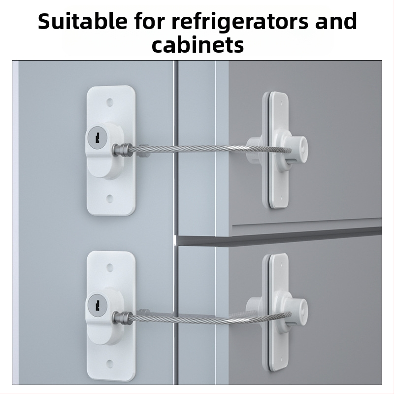 Заключвач за безопасност FQ8A – ABS + неръждаема стоманена тел, за хладилник, прозорец, гардероб и чекмедже