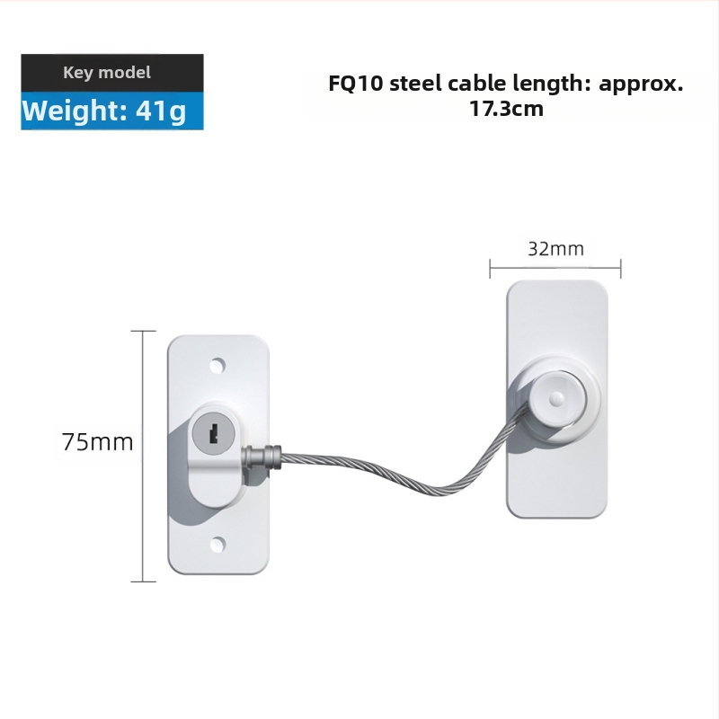 Заключвач за безопасност FQ8A – ABS + неръждаема стоманена тел, за хладилник, прозорец, гардероб и чекмедже