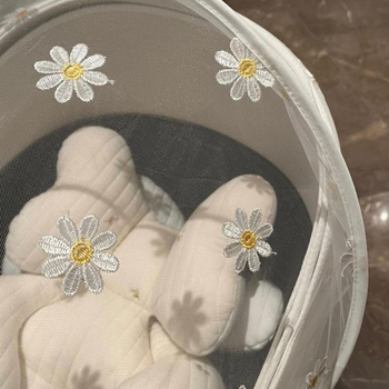 Δίκτυο εντόμων για καρότσι με πλήρη κάλυψη, αντι-κουνούπια, κέντημα με μαργαρίτες, διαπνοή, σκίαση από ήλιο, για βρέφη 0–3 ετών