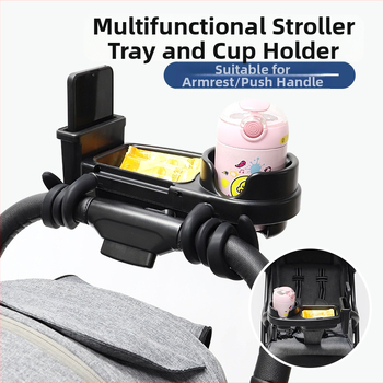 Tavă de masă pentru căruciorul de bebeluși cu suport universal pentru pahar, placă ABS – piese GODMY