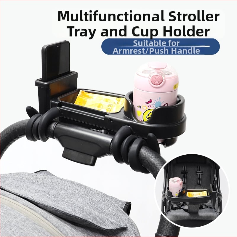 Tavă de masă pentru căruciorul de bebeluși cu suport universal pentru pahar, placă ABS – piese GODMY