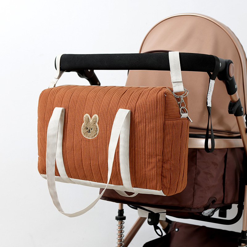 Emme ja beebi mähkmete kott vankrile, suur maht, kerge, vahvli kangas, veekindel Oxford vooder, kõver õlarihm