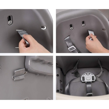 5-точков предпазен колан за детска количка и столче за хранене с регулируема подложка за рамо (нейлонова лента, катарама POM)