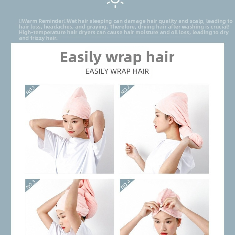 Турбан за сушене на коса, корална плюш, прежда 150D, обшивка, 50–79 г