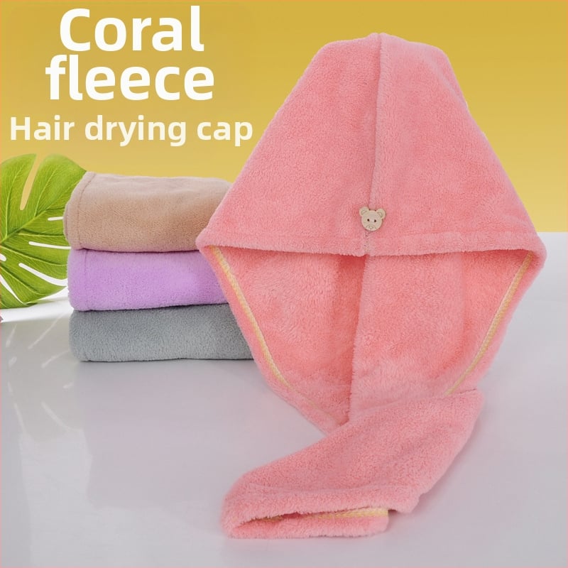 Τουρμπάν για στέγνωμα μαλλιών, κοραλλένια φλίς, νήμα 150D, ραφή, βάρος 50–79 g