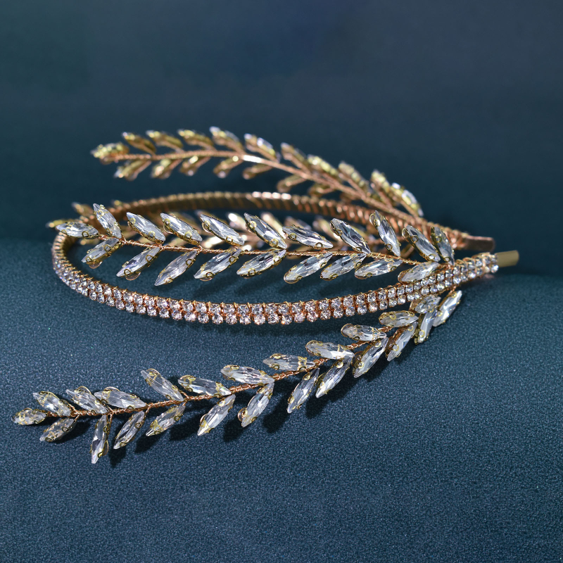 Krištolo plaukų juosta DZ030 — rankų darbo, minkšta ir lanksti, langinis raštas