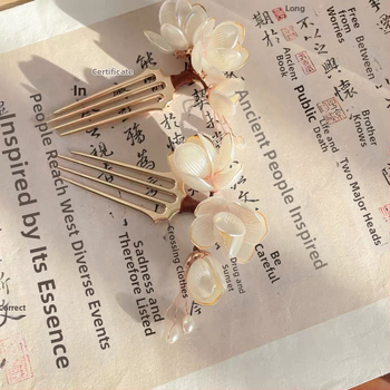 Magnolijos plaukų aksesuaras: pagamintas iš lydinio, saldus stilius, gėlių dekoras, rankų darbo, tinka festivaliams