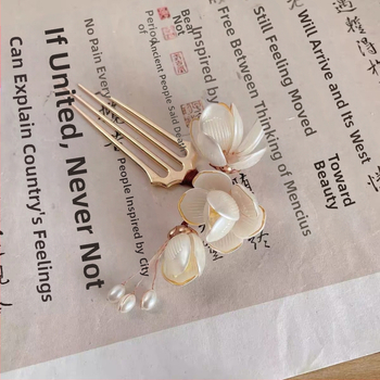 Magnolijos plaukų aksesuaras: pagamintas iš lydinio, saldus stilius, gėlių dekoras, rankų darbo, tinka festivaliams