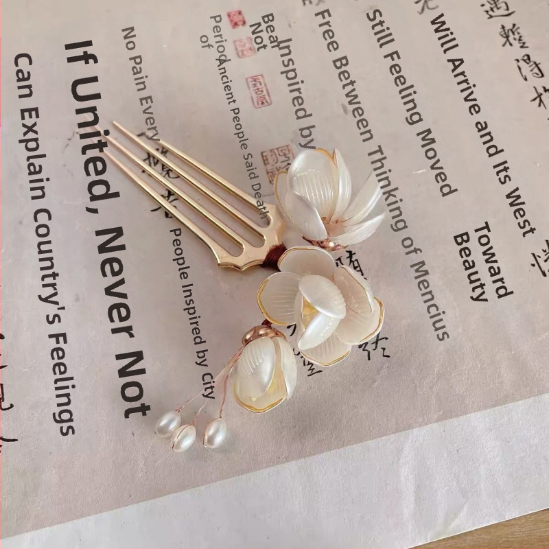 Magnolia аксесоар за коса: ръчно изработен сплавен обков, сладък стил, украса с цветя, подходящ за фестивал