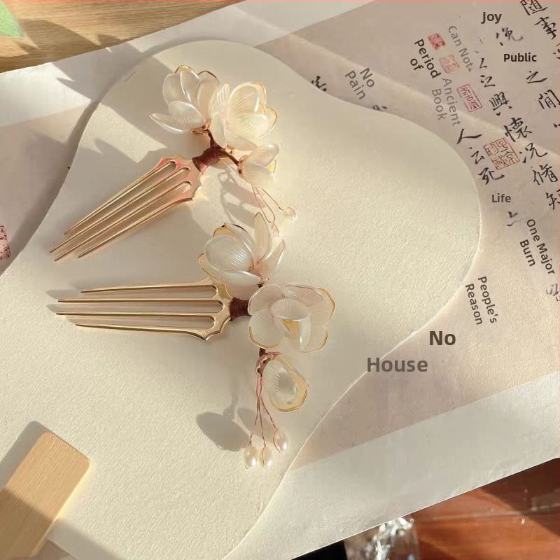 Magnolia аксесоар за коса: ръчно изработен сплавен обков, сладък стил, украса с цветя, подходящ за фестивал