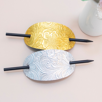 Odinė plaukų segtukas retro stiliumi su geometriniu dizainu, ovali forma – tinka vestuvėms ir festivaliams