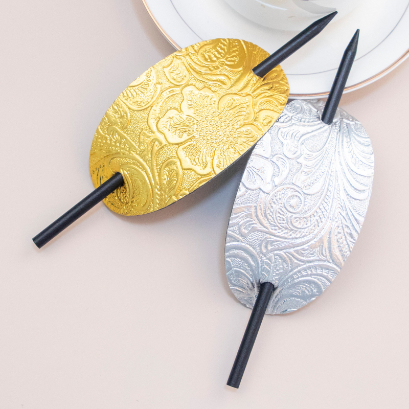 Odinė plaukų segtukas retro stiliumi su geometriniu dizainu, ovali forma – tinka vestuvėms ir festivaliams