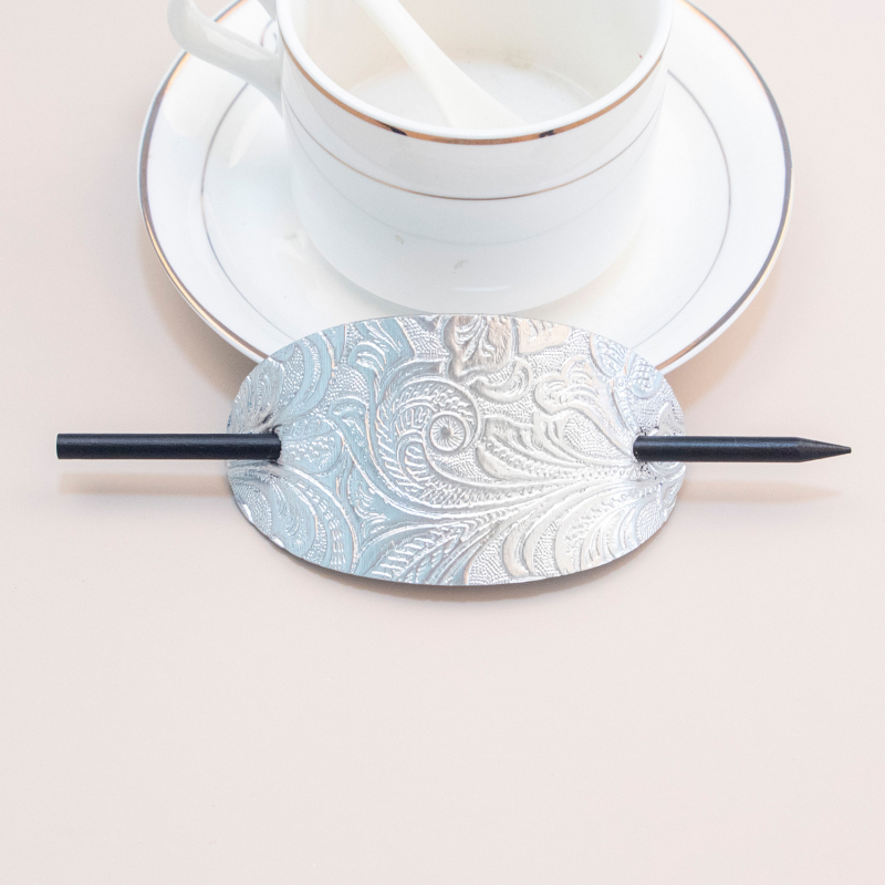 Odinė plaukų segtukas retro stiliumi su geometriniu dizainu, ovali forma – tinka vestuvėms ir festivaliams