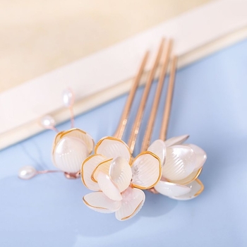 Plaukų segtukas su magnolijų žiedo motyvu, lydinys, vaikams, vintage Hanfu aksesuaras