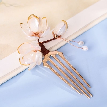 Plaukų segtukas su magnolijų žiedo motyvu, lydinys, vaikams, vintage Hanfu aksesuaras